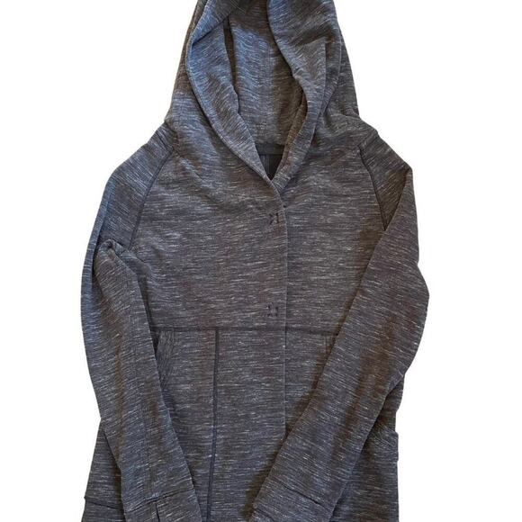LULULEMON Find Your Centre Wrap Heathered Marled Black French Terry; Size 4 - Picture 12 of 13